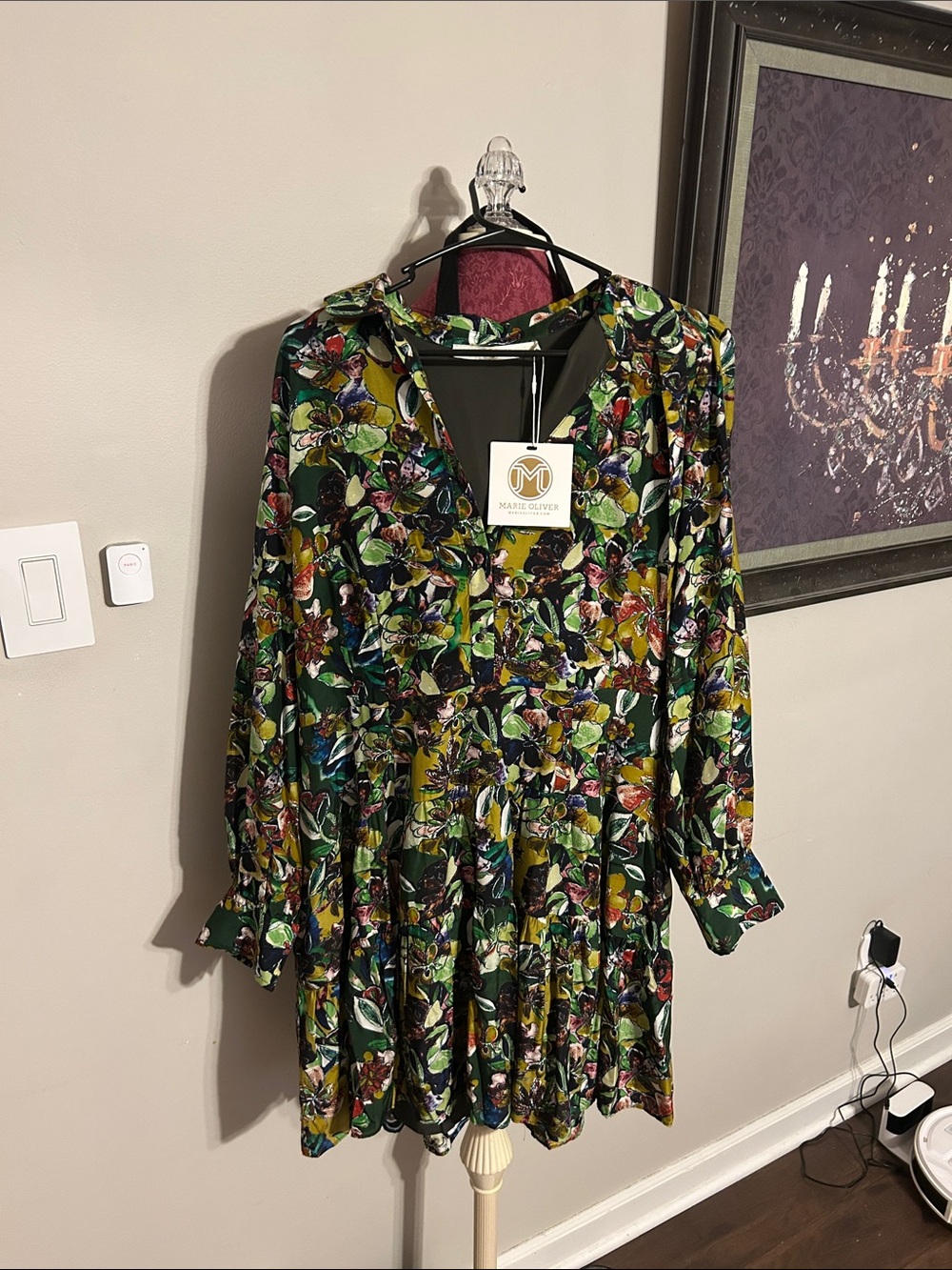 Marie Oliver Green Multi Floral Long Sleeve Ulaine Dress